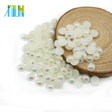 De calidad superior A4-off blanco AB media ronda Faux Craft Cabochon perlas sin agujeros para el vestido de boda